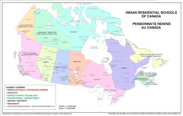 Pensionnats indiens reconnus - carte