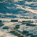 Aerial view of a remote northern community.