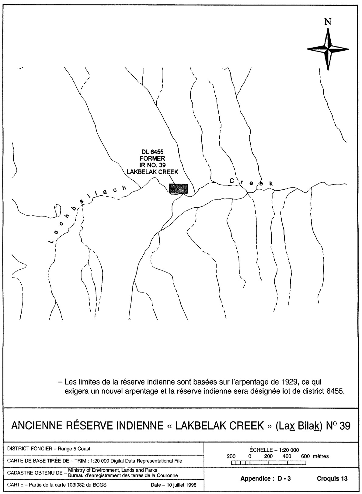 Ancienne r&eacute;serve indienne &laquo; Lakbelak Creek &raquo; (Lax Bilak) n&deg; 39