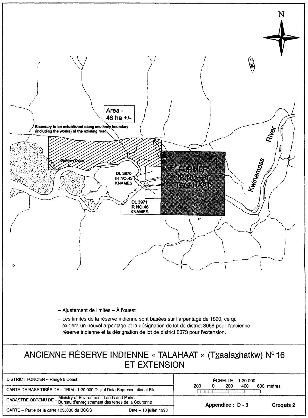 Ancienne r&eacute;serve indienne &laquo; Talahaat &raquo; (Txaalaxhatkw) n&deg; 16 et extension