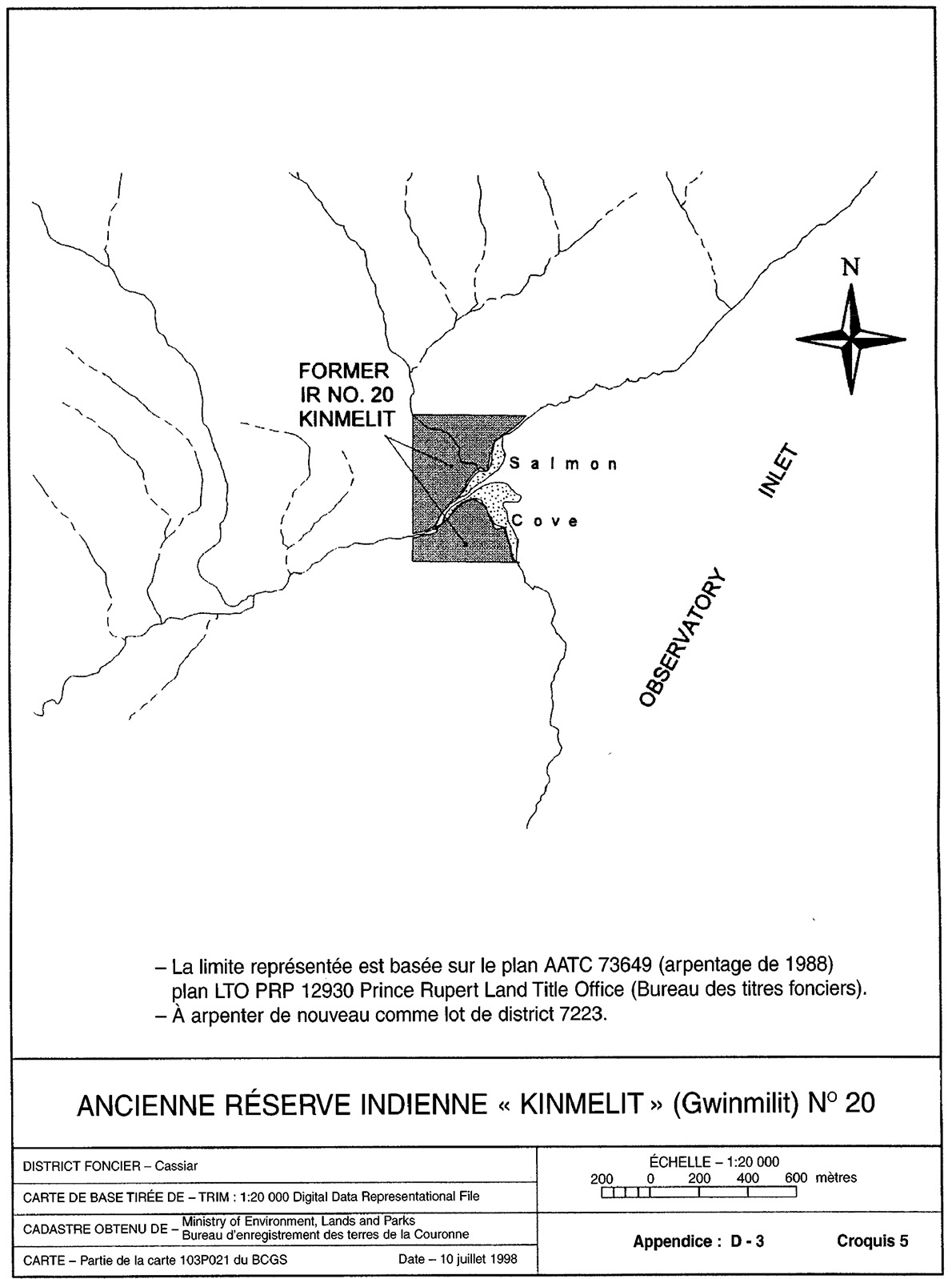 Ancienne r&eacute;serve indienne &laquo; Kinmelit &raquo; (Gwinmilit) n&deg; 20