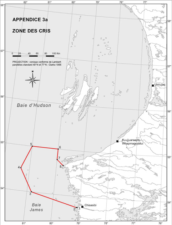 Appendice 3a - Carte de la zone des Cris